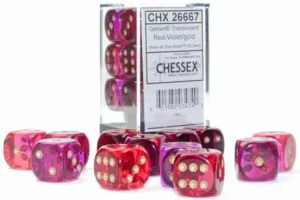 Chessex D6 Translucent 16mm Red-Violet/Gold (CHX 26667)