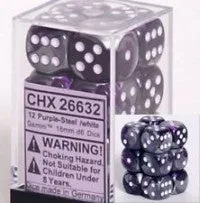 D6 Dice Gemini 16mm Purple-Steel/White CHX26632
