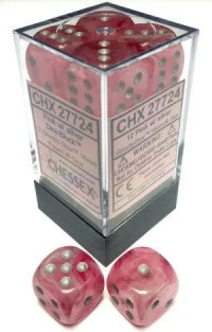 D6 Dice Ghostly Glow 16mm Pink/Silver CHX27724