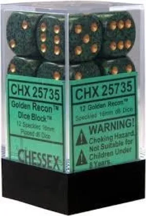 D6 Dice Speckled 16mm Golden Recon CHX25735