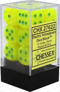 D6 Dice Vortex 16mm Bright Electric/Yellowgreen CHX27622