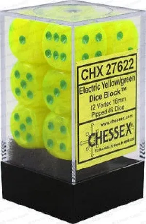 D6 Dice Vortex 16mm Bright Electric/Yellowgreen CHX27622