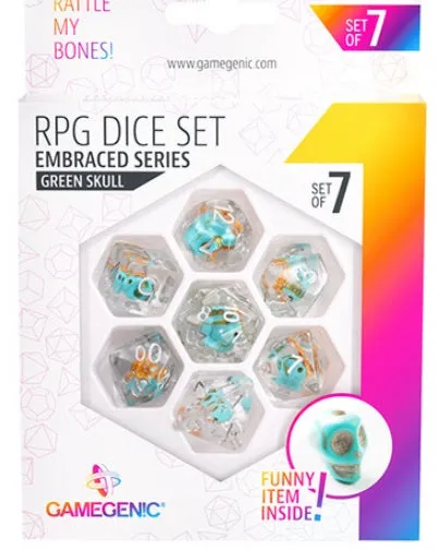 Gamegenic Embraced Series - Green Skull - RPG Dice Set (7pcs)