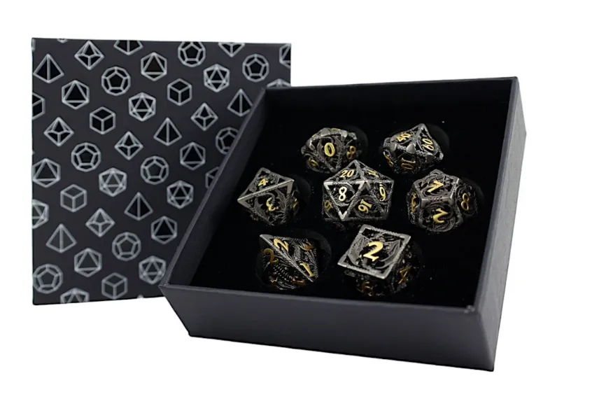 LPG Dice RPG Set Hollow Dragon Black and Gold