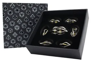 LPG Dice RPG Set Hollow Elliptic Chrome and Gold