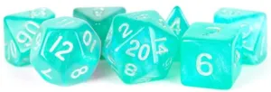 MDG Acrylic 16mm Polyhedral Dice Set - Stardust Turquoise