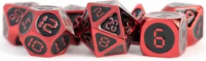 MDG Digital Enamel Metal Dice Set 16mm - Red with Black Enamel