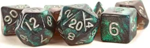 MDG Polyhedral Acrylic Dice Set 16mm with Silver Numbers Stardust Gray