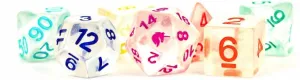 MDG Unicorn Resin Polyhedral Dice Set - Rainbow Ice