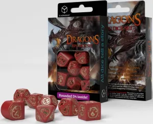 Q Workshop Dragons Red & Gold Modern 7 Dice Set