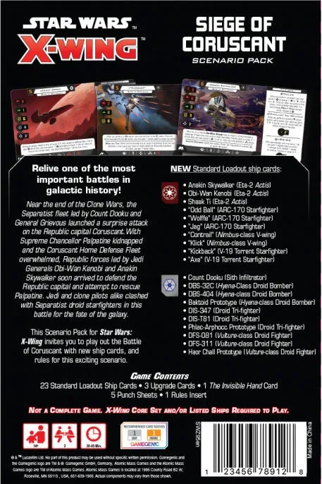 Star Wars X-Wing 2nd Edition Siege of Corusant