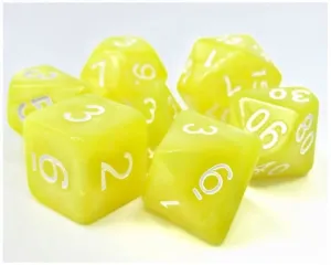 TMG RPG Dice - Golden Charm Yellow Pearl Opaque 16mm (set of 7)