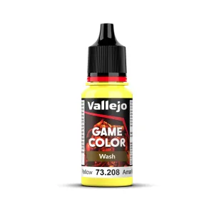 Vallejo Game Colour Wash Yellow  18ml Acrylic Paint - New Formulation AV73208