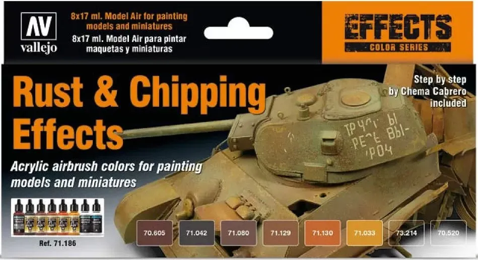 Vallejo Model Air Effects 8 Colour Set Rust & Chipping Effects 17ml